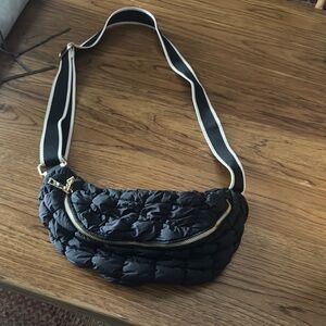 Black Quilted Puffer Crossbody Bag